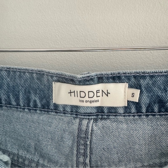Hidden Jeans Pearl Embellished Medium Wash Shorts Blue Denim high rise size S - Picture 6 of 11